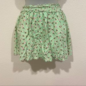 kids green floral skirt